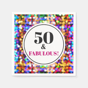 50. Geburtstagsparty Fabulous Festive Bokeh Lights Serviette