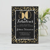 50. Geburtstagsparty & Fabulous Gold 50. Einladung (Stehend Vorderseite)
