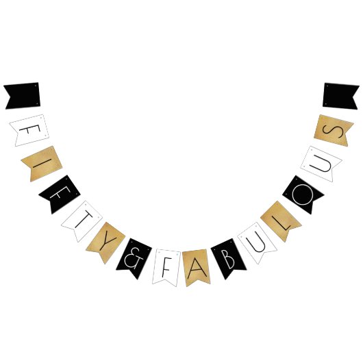 50. Geburtstagsparty & Fabulous Gold 50. Wimpelkette (Alle)