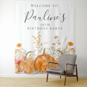 50. Geburtstagsparty Fall Pumpkin Wildblume Wandteppich