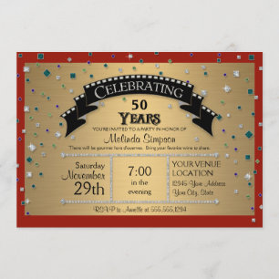 50. Geburtstagsparty feiert Imitate Jewel Confetti Einladung