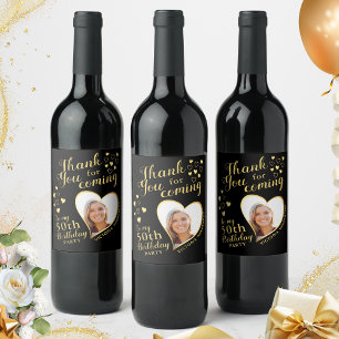 50. Geburtstagsparty Foto Black and Gold Vielen Da Weinetikett