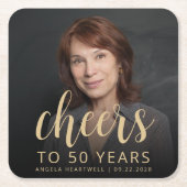 50. Geburtstagsparty Foto Cheers Rechteckiger Pappuntersetzer (Vorderseite)