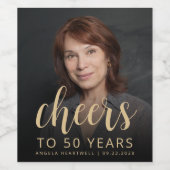 50. Geburtstagsparty Foto Cheers Weinetikett (Einzelnes Label)