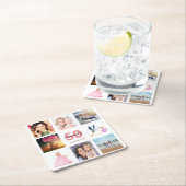 50. Geburtstagsparty Foto Collage Rechteckiger Pappuntersetzer (Vor Ort)