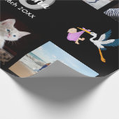 50. Geburtstagsparty Foto Collage Schwarz Geschenkpapier (Ecke)