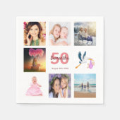 50. Geburtstagsparty Foto Collage Serviette (Vorderseite)