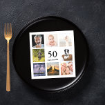 50. Geburtstagsparty Foto Collage Typ Serviette<br><div class="desc">Eine Serviette für eine 50. Geburtstagsfeier für einen Typ,  der sein Leben mit einer Collage von 8 deiner Fotos feiert. Vorlagen für 50 Jahre und ein Datum. Geburtsdatum oder Geburtsdatum des Party. Schwarze Buchstaben. Weißer Hintergrund.</div>