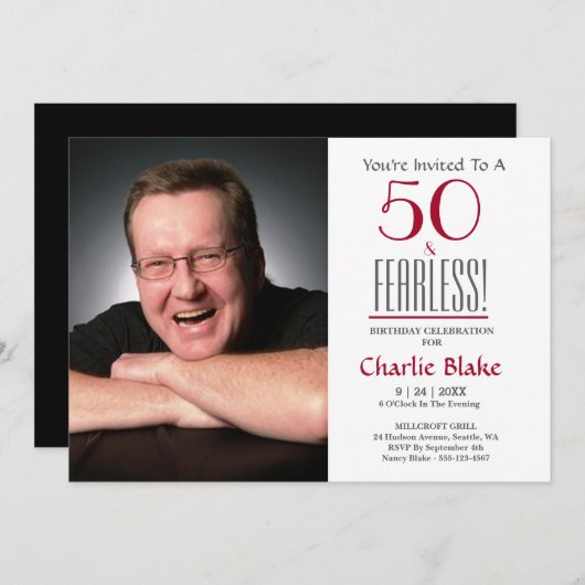 50. Geburtstagsparty Foto Einladung (Vorne/Hinten)