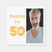 50. Geburtstagsparty Foto Weißgold Serviette (Vorderseite)