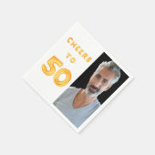 50. Geburtstagsparty Foto Weißgold Serviette (Ecke)