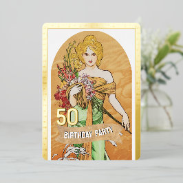 50. Geburtstagsparty, Frühlingsgöttin, Vintage Kun Folieneinladung