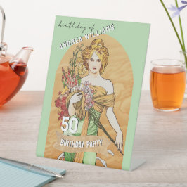 50. Geburtstagsparty, Frühlingsgöttin, Vintage Kun Sockelschild