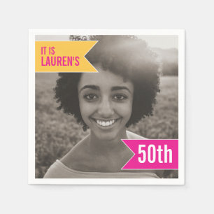 50. Geburtstagsparty fügen Sie Ihr eigenes Foto ro Serviette