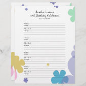 50. Geburtstagsparty Gästebuch-Anmeldeseite (Vorne/Hinten)