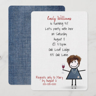 50. Geburtstagsparty Girl in Sneakers mit Wein Einladung
