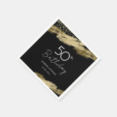 50. Geburtstagsparty Gold Black Napkins Serviette (Ecke)