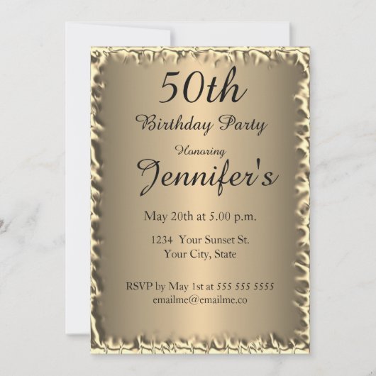 50. Geburtstagsparty Gold Einladung (Vorderseite)