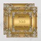 50. Geburtstagsparty Gold Einladung (Vorne/Hinten)