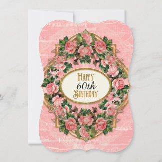 50. Geburtstagsparty Gold Glitzer Vintage Rose Einladung