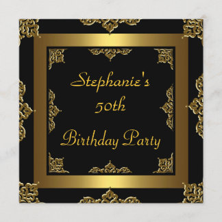 50. Geburtstagsparty Gold Metal & Black Any Einladung