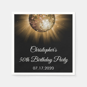 50. Geburtstagsparty Gold Sparkle Disco Serviette
