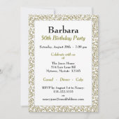 50. Geburtstagsparty Gold/Weiße Zahlenmuster Einladung (Vorderseite)