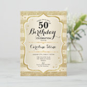 50. Geburtstagsparty - Goldene Einladung (Stehend Vorderseite)
