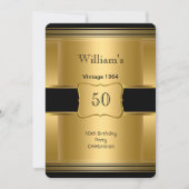 50. Geburtstagsparty - Goldschwarz Vintag 2 Einladung (Vorderseite)