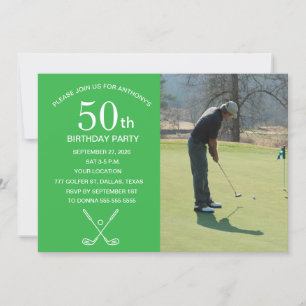 50. Geburtstagsparty Golfer Green Par Golf Foto Einladung