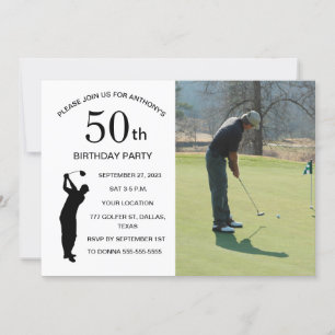 50. Geburtstagsparty Golfer Vater Par Golf Foto Einladung