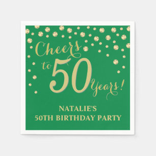 50. Geburtstagsparty Green und Gold Diamond Napkin Serviette