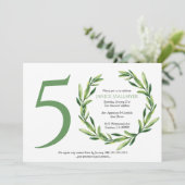 50. Geburtstagsparty, Grüner Leaf Kranz Einladung (Stehend Vorderseite)
