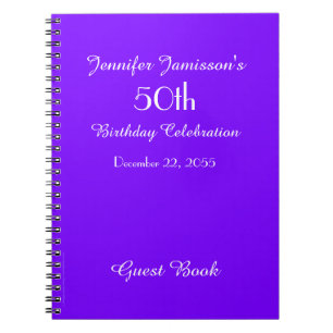 50. Geburtstagsparty Guest Book Lila Solid Notizblock