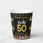 50. Geburtstagsparty Guitar Rock Personalisiert Pappbecher (Rückseite)
