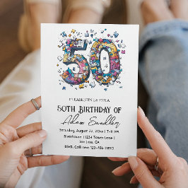 50 Geburtstagsparty I Rätsel Illustration Einladung