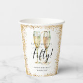 50. Geburtstagsparty im Gold Glitzer Pappbecher (Rückseite)