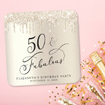 50. Geburtstagsparty im Gold Glitzer Rechteckiger Pappuntersetzer<br><div class="desc">Chic Custom 50. Geburtstagsparty Untersetzer mit "50 & Fabulous" in einer Kalligraphie-Skript,  ein Gold Imitat Folie Hintergrund und tropfen Gold Imitate Glitzer. Ideal für eine Tischdekoration,  bei der man Zuhause als Gastgeschenk im Souvenir genießen kann.</div>