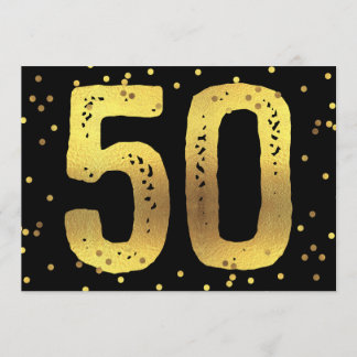 50. Geburtstagsparty Imitats Gold Foil Confetti Bl Einladung