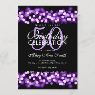 50. Geburtstagsparty Imitats Lila Hollywood Glam Einladung