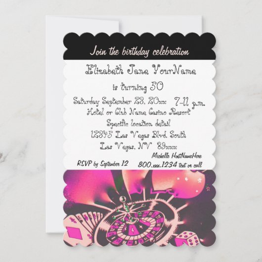 50. Geburtstagsparty Las Vegas Einladung (Vorderseite)