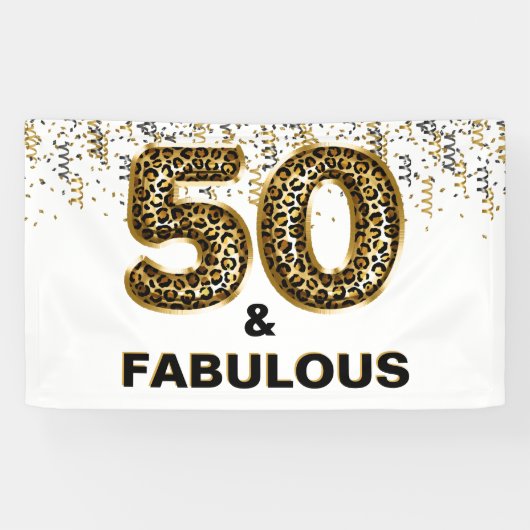 50. Geburtstagsparty Leopard Print Banner (Horizontal)