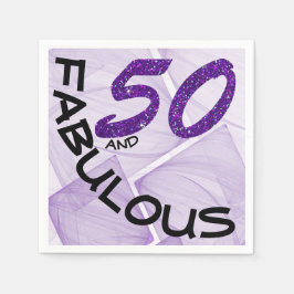 50. Geburtstagsparty Lila Glitzer Typografie Serviette