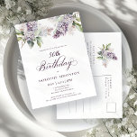 50. Geburtstagsparty Lila Spring Lilac Blume Einladungspostkarte<br><div class="desc">Weiche Wasserfarben lila Lilacs schaffen eine hübsche Frühjahrseinladung zum 50. Geburtstag. Die Kalligraphie fügt eine elegante Ästhetik hinzu. Es ist Teil der Lila Spring Lilac Blume Kollektion. Es lasse Ihnen, ein Thema zu wählen und dann einfach eine einzigartige Einladungspauschale, Begrüßungsschilder und Party Dekoration zu erstellen. Party-Planung macht Spaß und Spaß....</div>