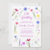 50. Geburtstagsparty Lila Wildblume Meadow Einladung (Vorderseite)