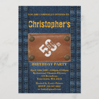 50. Geburtstagsparty Man, Einladung Denim Stil