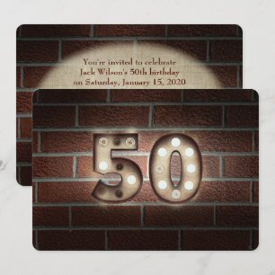 50. Geburtstagsparty-Markise auf Backstein Einladung