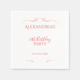 50. Geburtstagsparty Minimal Modern Pink Red Serviette