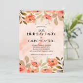 50. Geburtstagsparty mit Aquarellblume Einladung (Stehend Vorderseite)