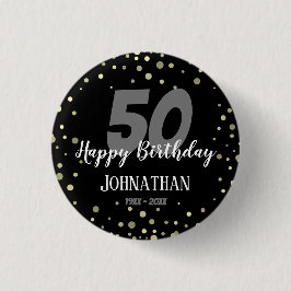 50. Geburtstagsparty mit Confetti Black Button
